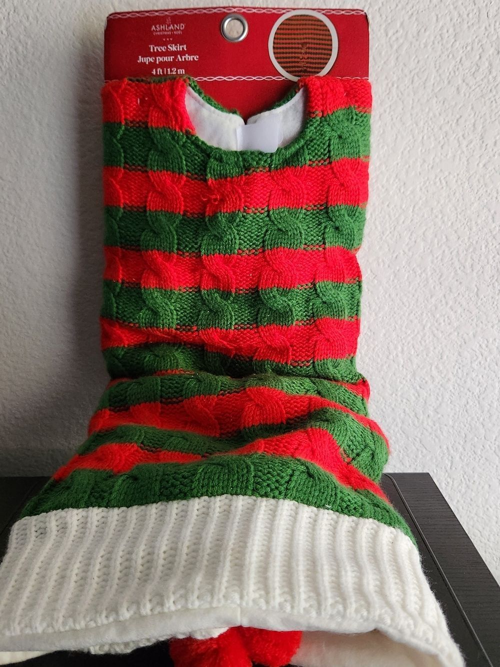 Ashland Christmas Noel Tree Skirt Red & Green Striped 4ft NWT